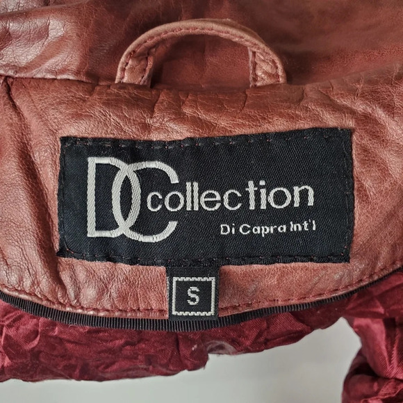 Di Capra Int Moto  Leather Jacket Mottled Two Tone Oxblood Size Small - Picture 2 of 16